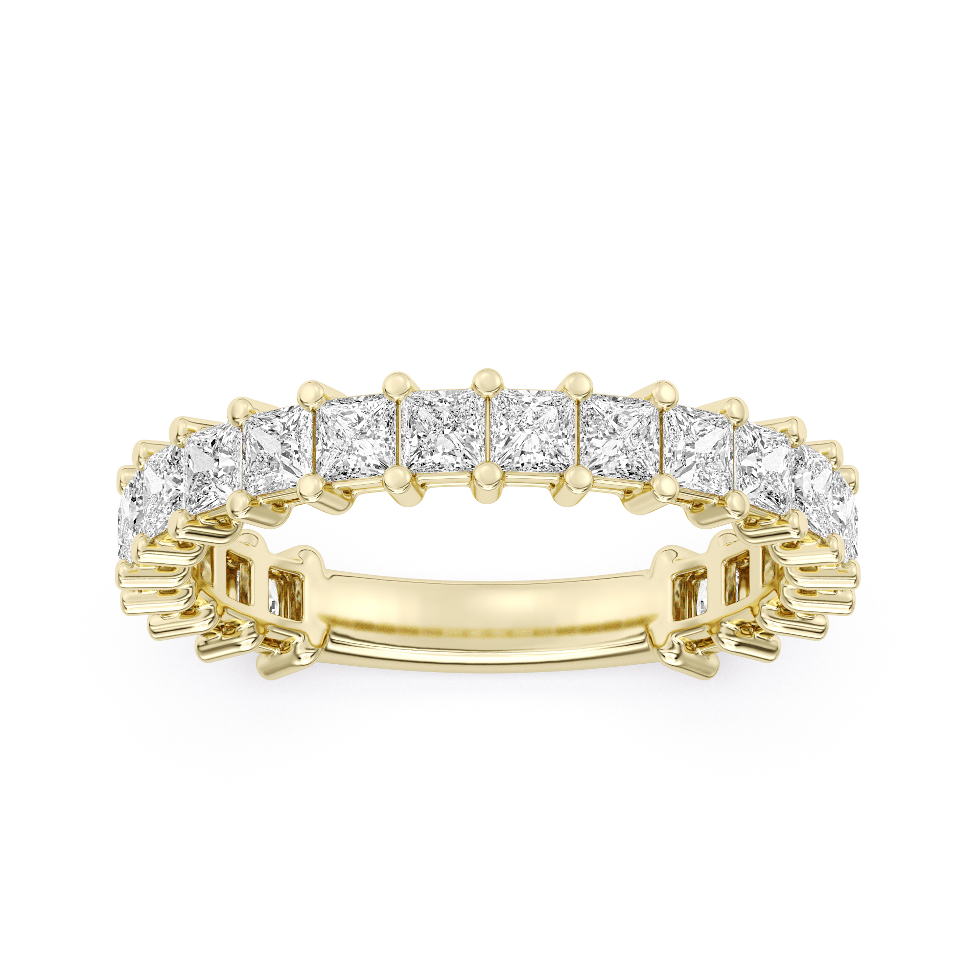 2.00 Carats 18K Gold Princess Cut  Diamond Band